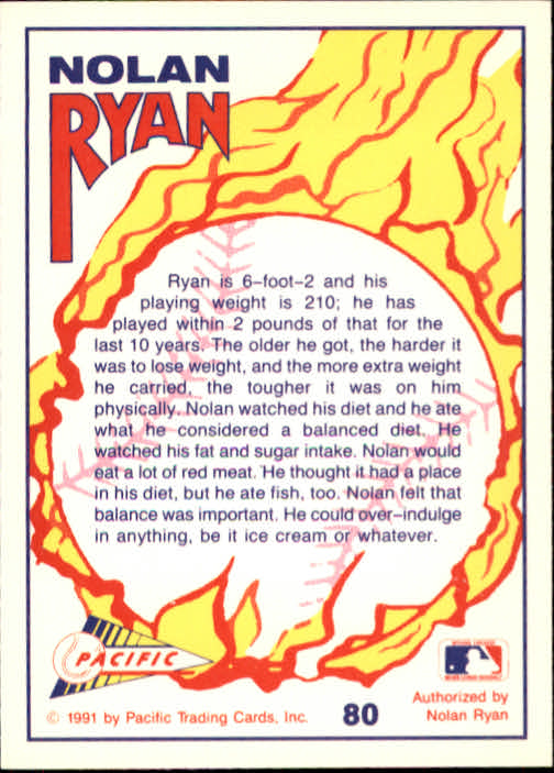 1991 Pacific Ryan Texas Express I #80 Nolan Ryan/The Rigid Workout back image