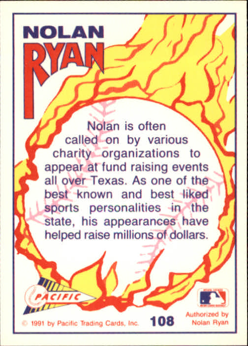 1991 Pacific Ryan Texas Express I #108 Nolan Ryan/Participating in/Cutting Horse Contes back image