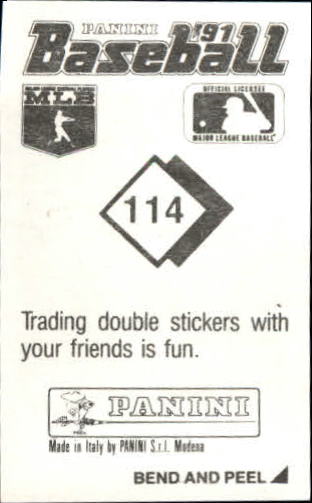 1991 Panini Stickers #114 Barry Bonds back image