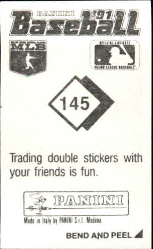 1991 Panini Stickers #145 Mark McGwire back image