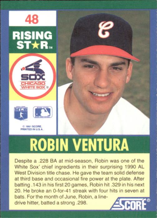 1991 Score 100 Rising Stars 48 Robin Ventura NMMT Card Gallery