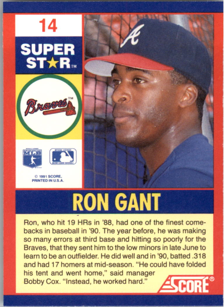 1991 Score 100 Superstars #14 Ron Gant back image