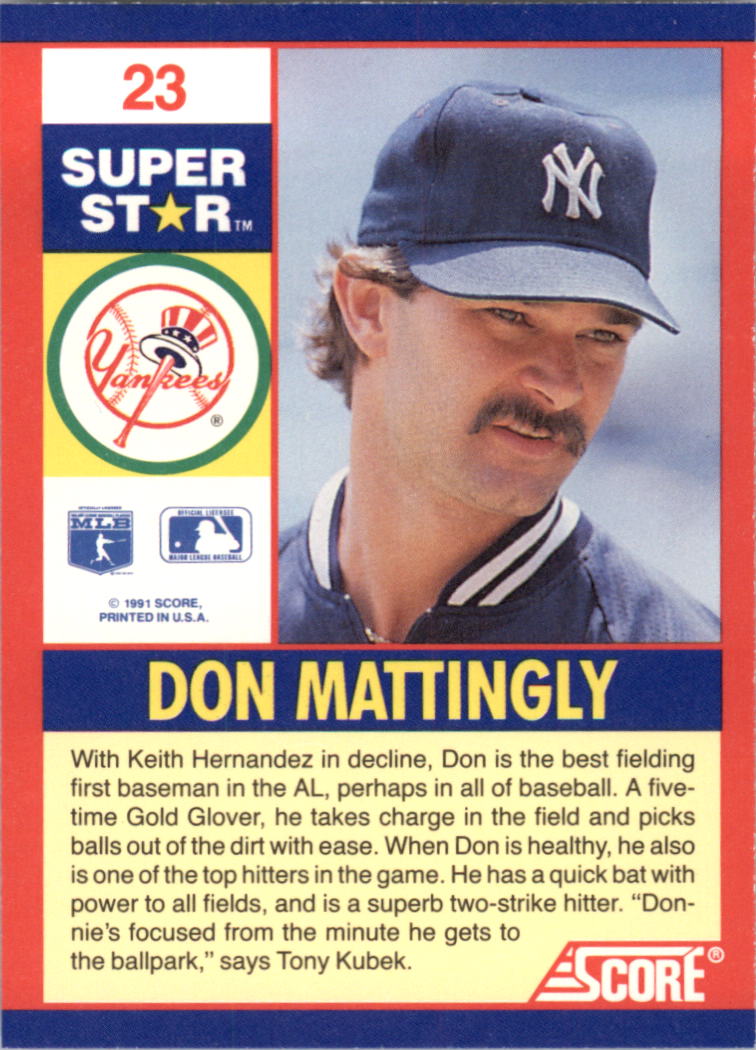 1991 Score 100 Superstars #23 Don Mattingly back image