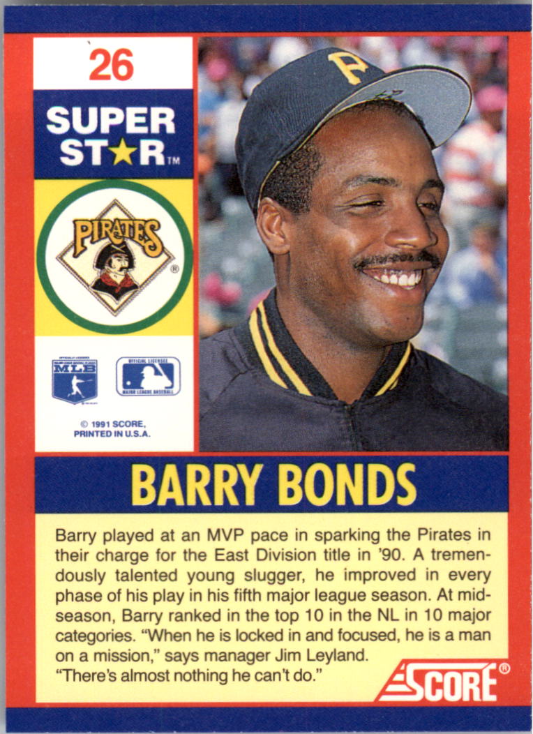 1991 Score 100 Superstars #26 Barry Bonds back image
