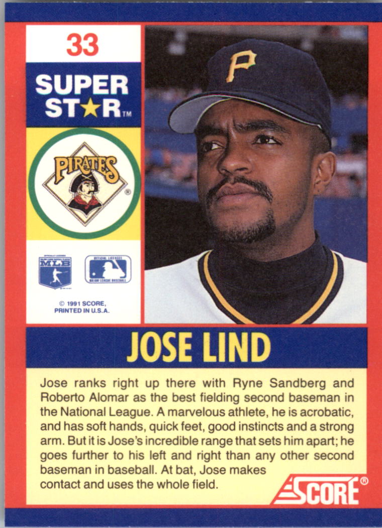 1991 Score 100 Superstars #33 Jose Lind back image