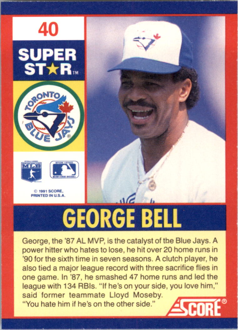 1991 Score 100 Superstars #40 George Bell back image
