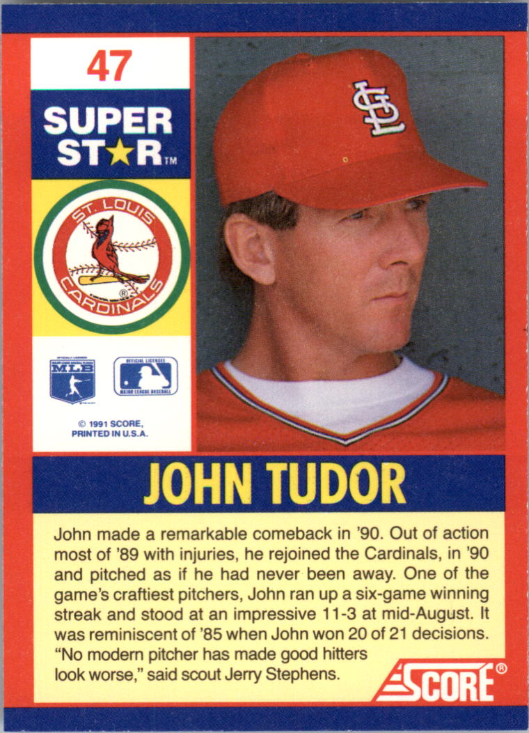 1991 Score 100 Superstars #47 John Tudor back image