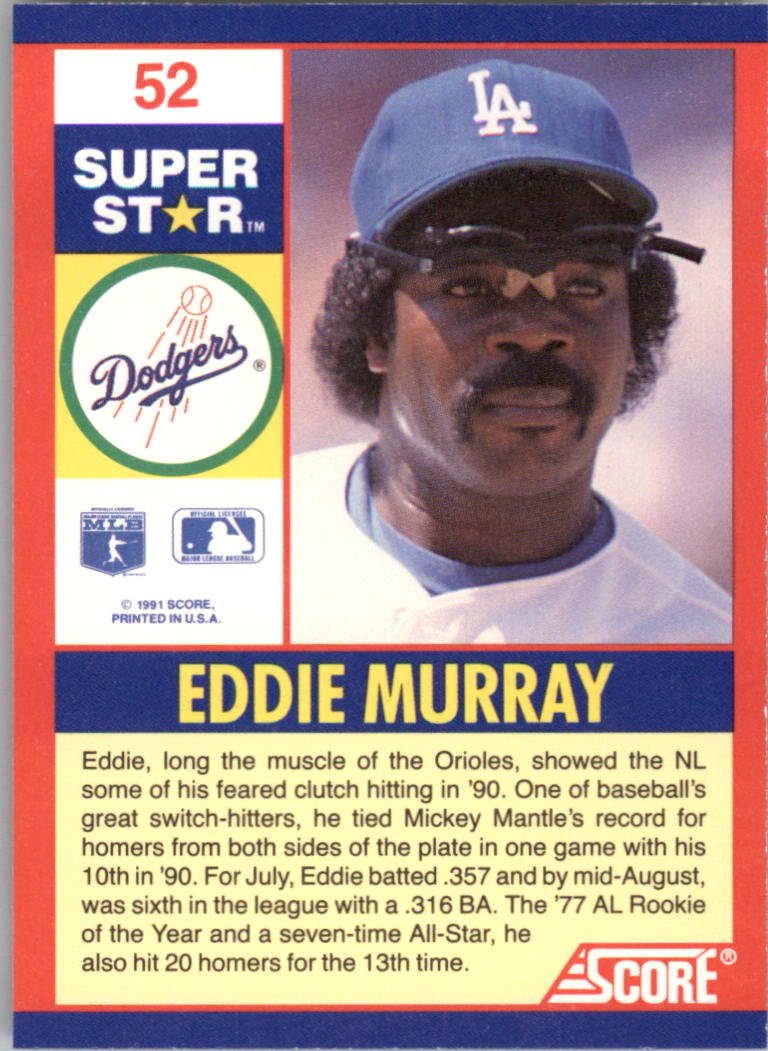 1991 Score 100 Superstars #52 Eddie Murray back image