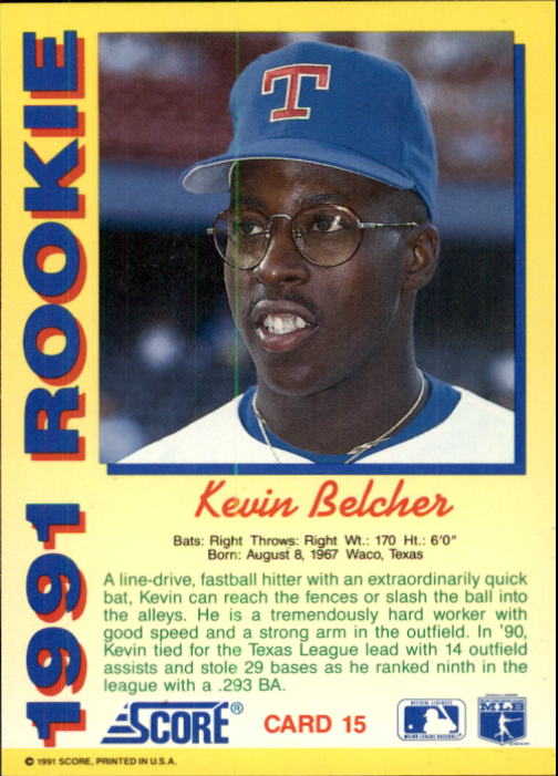 1991 Score Rookies #15 Kevin Belcher back image