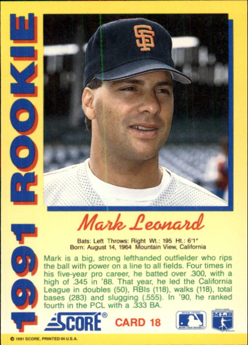 1991 Score Rookies Baseball (Pick Card From List) C126 09-22 - Picture 37 of 81