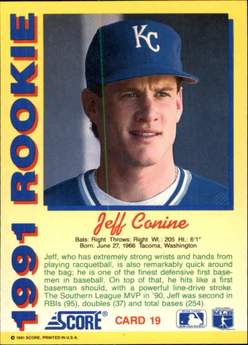 1991 Score Rookies #19 Jeff Conine back image