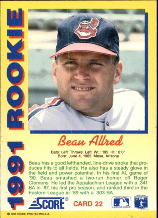 1991 Score Rookies #22 Beau Allred back image