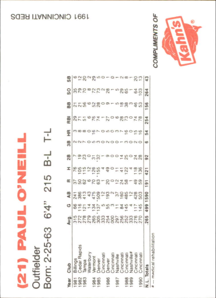 B6485- 1991 Reds Kahn's Cincinnati BB Cards 00-57 -You Pick- 15+ FREE US SHIP - Picture 19 of 57
