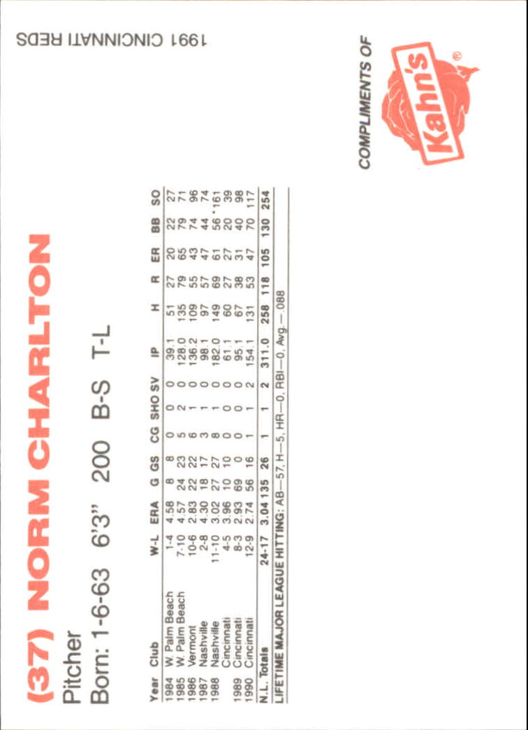 B6485- 1991 Reds Kahn's Cincinnati BB Cards 00-57 -You Pick- 15+ FREE US SHIP - Picture 39 of 57