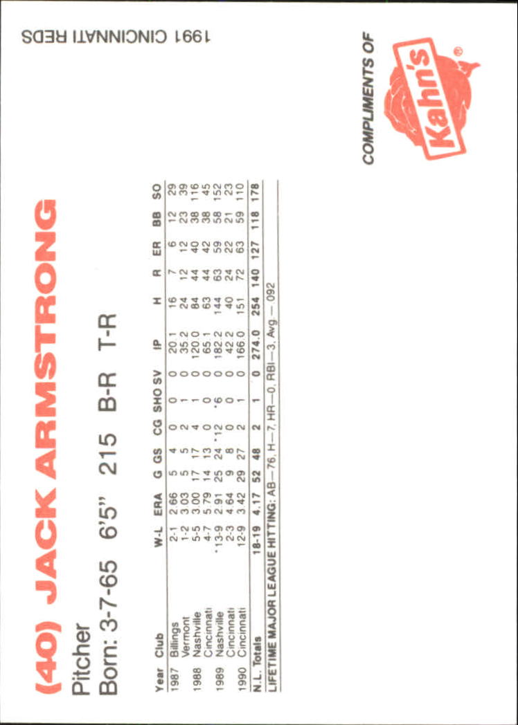 B6485- 1991 Reds Kahn's Cincinnati BB Cards 00-57 -You Pick- 15+ FREE US SHIP - Picture 41 of 57