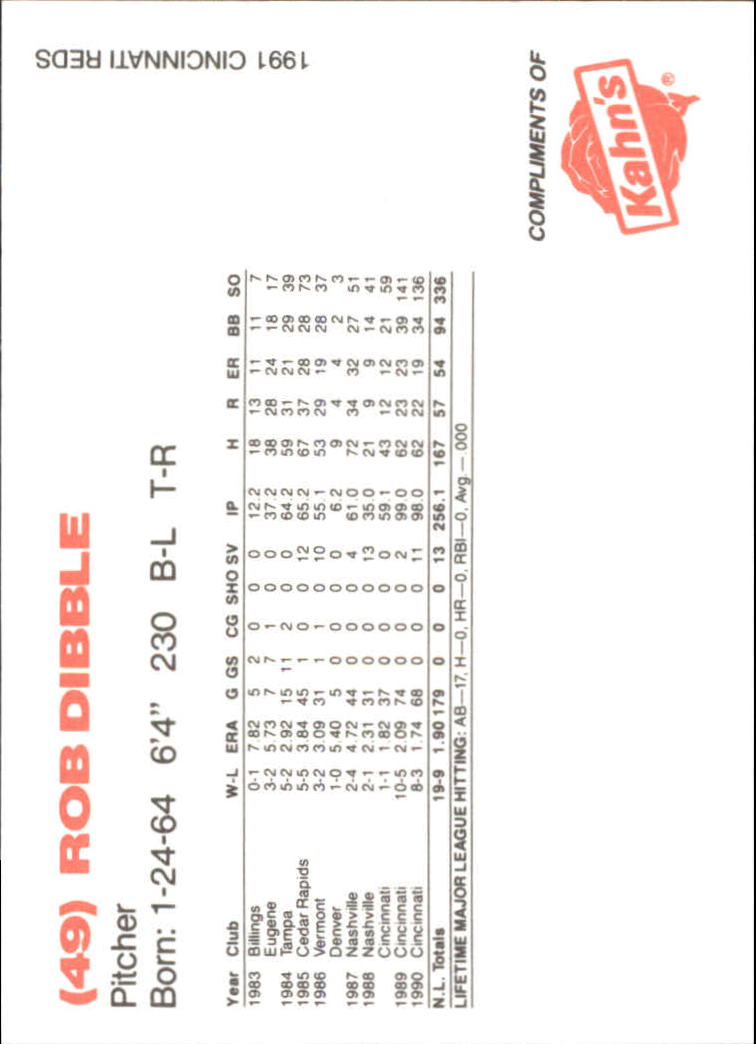 B6485- 1991 Reds Kahn's Cincinnati BB Cards 00-57 -You Pick- 15+ FREE US SHIP - Picture 53 of 57