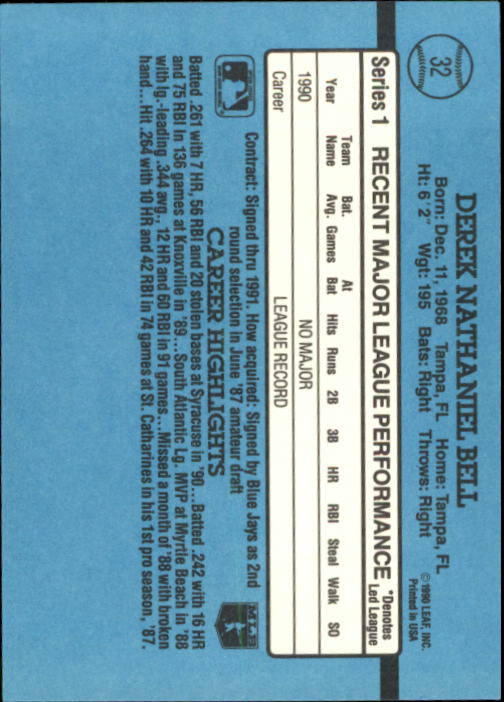 1991 Donruss #32 Derek Bell RR back image