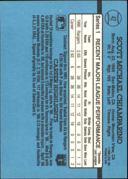 1991 Donruss #42 Scott Chiamparino RR back image