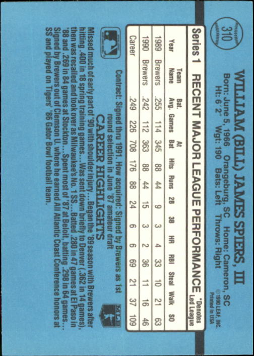 B2608- 1991 Donruss Baseball Karten 249-497 + Rookies -du Pick- 15 + Kostenlose - Bild 125 von 491