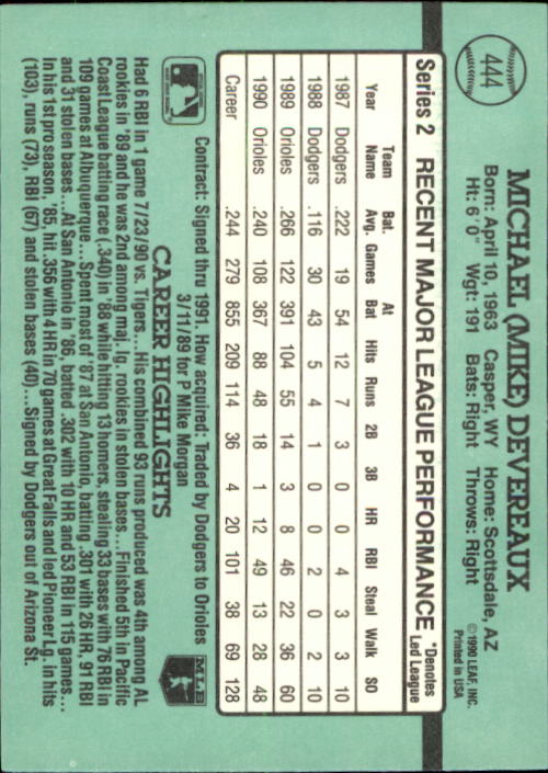 B2608- 1991 Donruss Baseball Karten 249-497 + Rookies -du Pick- 15 + Kostenlose - Bild 391 von 491