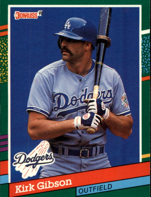 KIRK GIBSON, two different Upper Deck 1991 cards, DODGERS, ROYALS