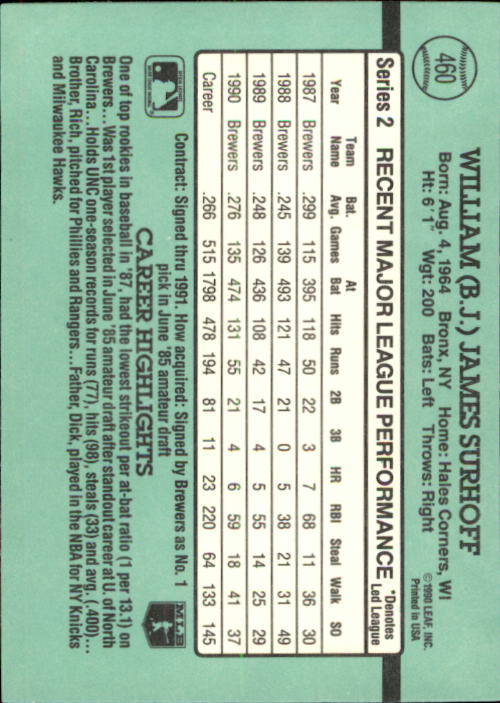 B2608- 1991 Donruss Baseball Karten 249-497 + Rookies -du Pick- 15 + Kostenlose - Bild 423 von 491