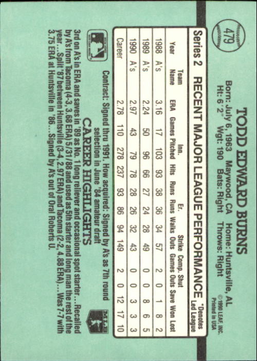 B2608- 1991 Donruss Baseball Karten 249-497 + Rookies -du Pick- 15 + Kostenlose - Bild 459 von 491