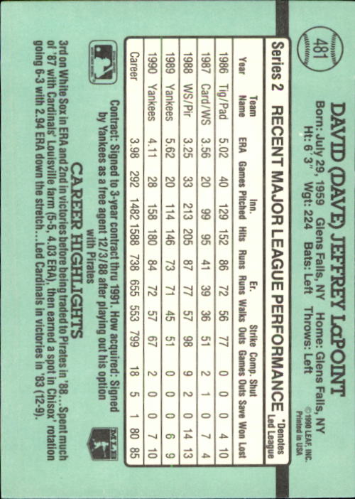 B2608- 1991 Donruss Baseball Karten 249-497 + Rookies -du Pick- 15 + Kostenlose - Bild 463 von 491