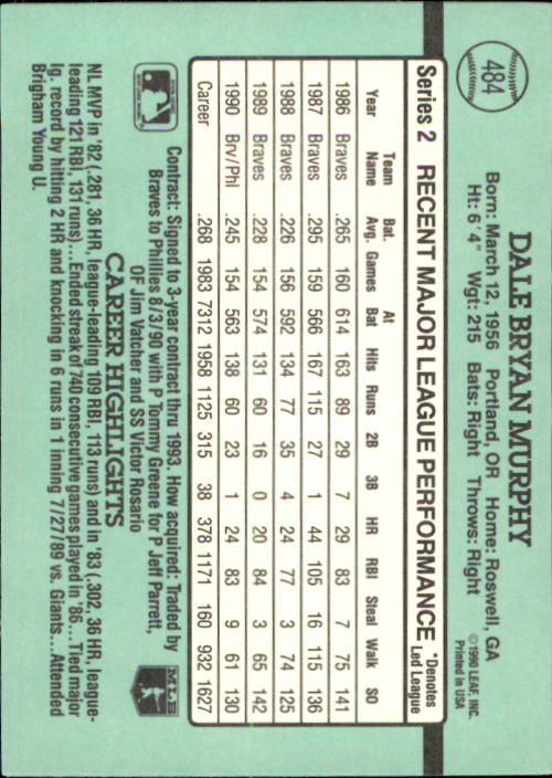 B2608- 1991 Donruss Baseball Karten 249-497 + Rookies -du Pick- 15 + Kostenlose - Bild 469 von 491