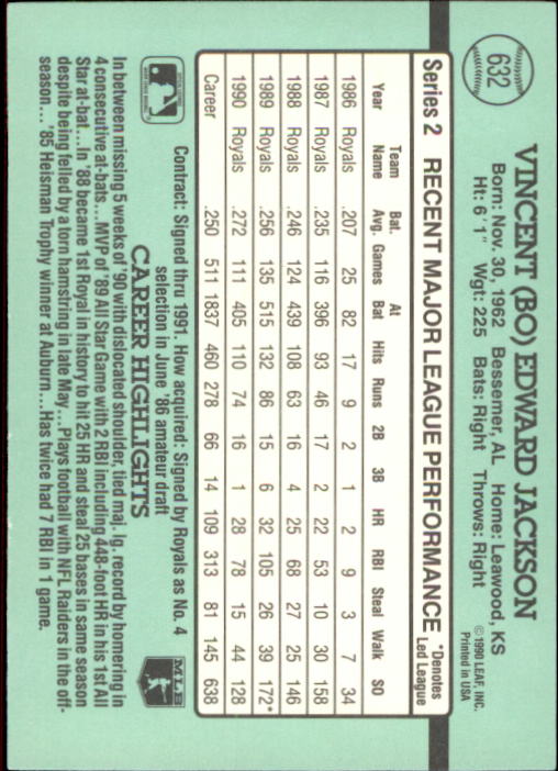  1991 Donruss Bonus Cards #BC10 Bo Jackson NM-MT Kansas