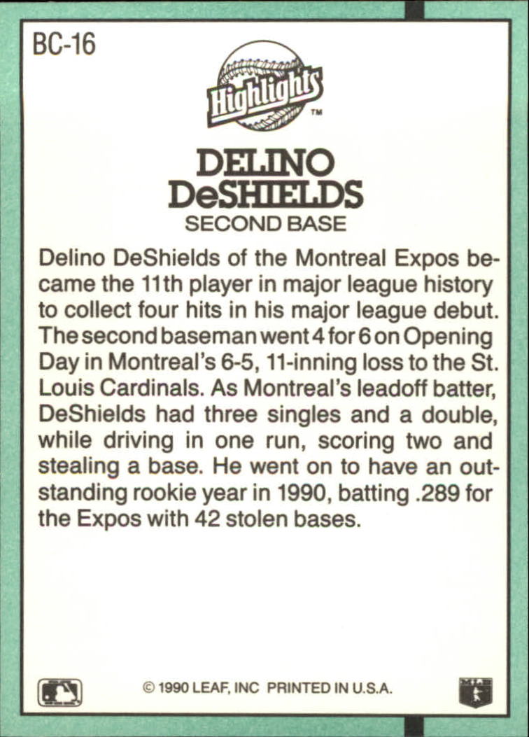 1991 Donruss Bonus Cards #BC16 Delino DeShields back image
