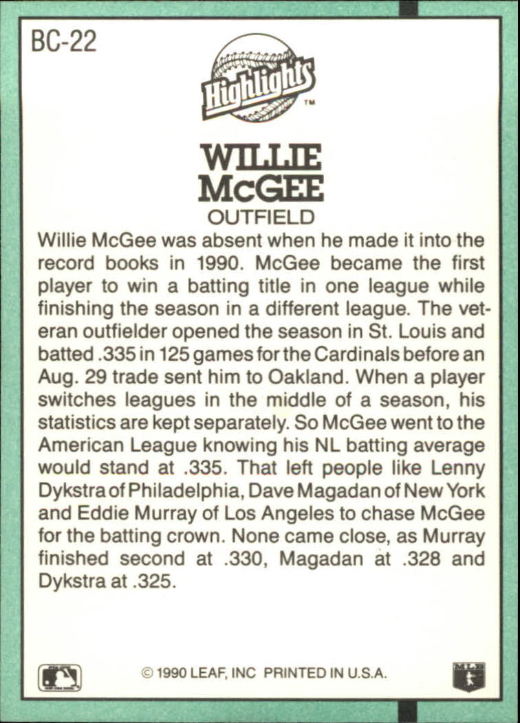 Buy Willie D. McGee Cards Online  Willie D. McGee Baseball Price