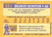 1991 Topps Cracker Jack II #23 Shawon Dunston back image