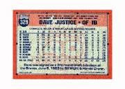 1991 Topps Micro #329 David Justice UER back image