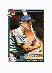 1991 Topps Micro #459 Tom Trebelhorn MG UER/(Pitching and batting/colu