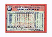 1991 Topps Micro #673 Greg Olson UER/(6 RBI in '88 at Tide-/water and back image