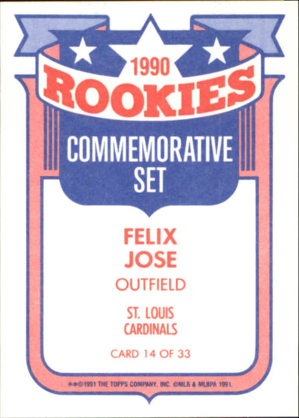 1991 Topps Rookies #14 Felix Jose back image
