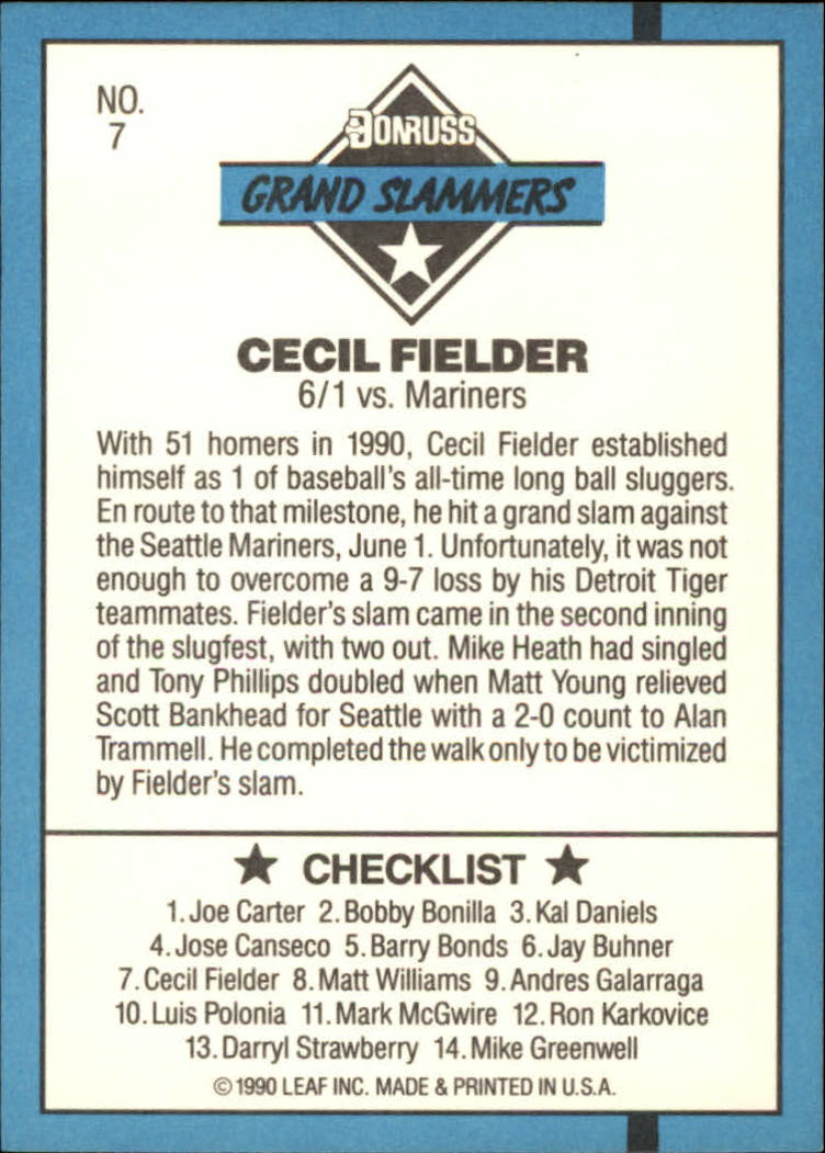 Cecil Fielder - Tigers #451 Donruss 1991 Baseball Trading Card