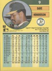1991 Fleer #9 Dave Henderson back image