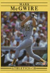 1991 Fleer #17 Mark McGwire UER/183 extra base/hits in 1987