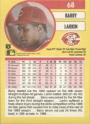 1991 Fleer #68 Barry Larkin back image