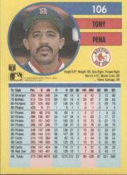 1991 Fleer #106 Tony Pena back image