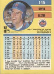 1991 Fleer #145 Kevin Elster back image