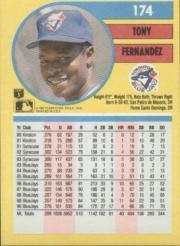 1991 Fleer #174 Tony Fernandez back image