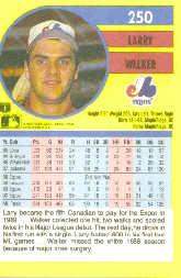 1991 Fleer #250 Larry Walker back image