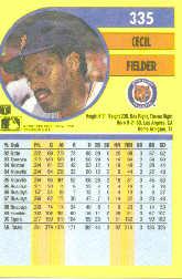 1991 Fleer #335 Cecil Fielder back image