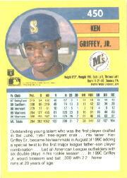 1991 Fleer #450 Ken Griffey Jr./Bat around .300 back image