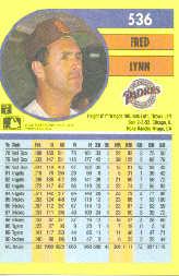 1991 Fleer #536 Fred Lynn back image