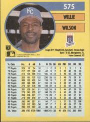 1991 Fleer #575 Willie Wilson back image
