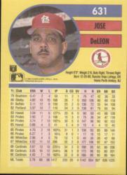 1991 Fleer #631B Jose DeLeon COR /with '79 Bradenton stats back image